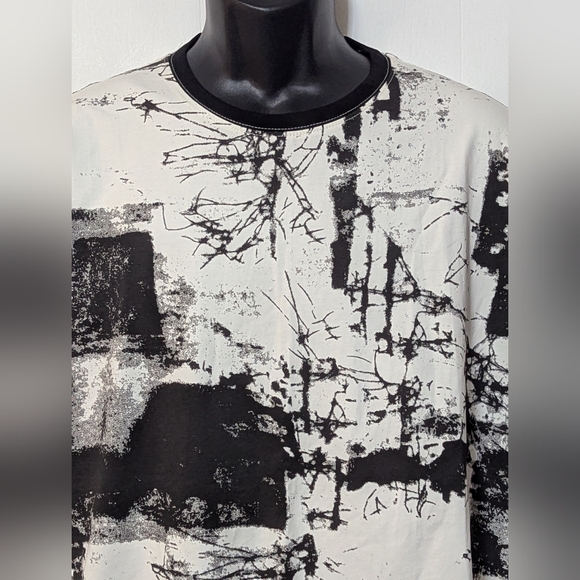 Men's KLIEGOU Abstract Black and White  T-shirt Size Large - Picture 4 of 7